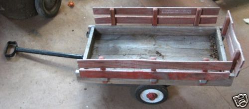 VINTAGE UNUSUAL WOODEN WOOD CHILDRENS WAGON  