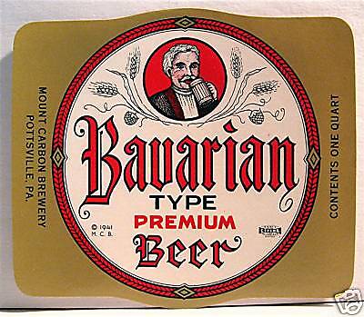 Bavarian Beer Bottle Label Mount Carbon Pottsville Pa  