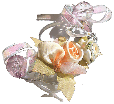   BRACELET POUR MARIAGE MARIEE FLEURS TISSU ROSE